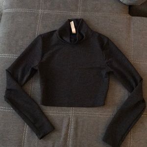 Black cropped turtleneck top